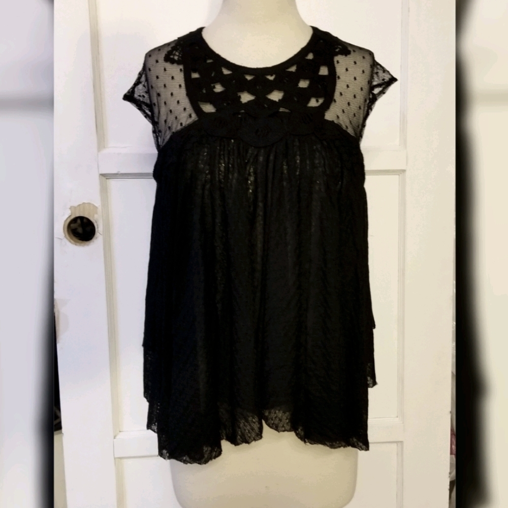 Blouse Cap sleeve Hi-low length